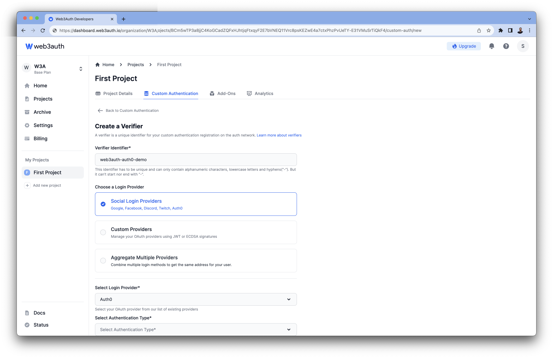 KaKao - Login Providers list on Web3Auth
Dashboard